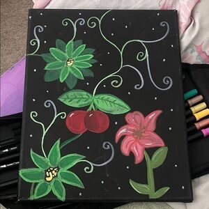 Floral and Cherry Canvas Art